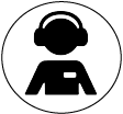 flat black and white png icon of headphone avatar