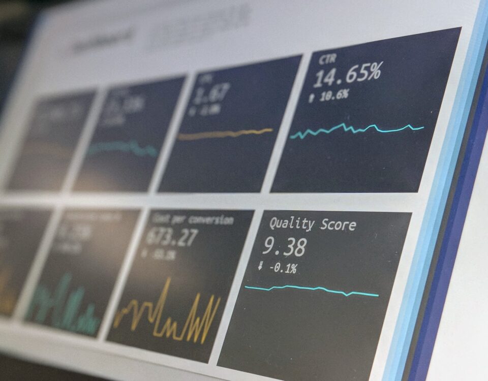 Data reporting dashboard on a laptop screen